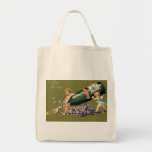 Ángeles del vintage con Champán; Una Feliz Año Nue Bolsa De Mano