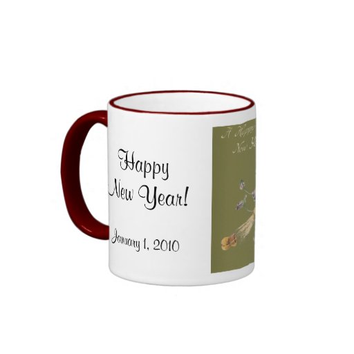 Ángeles del vintage con Champán; Una Feliz Año Nue Taza