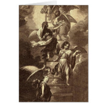 Ángeles en una escalera celestial tarjetas