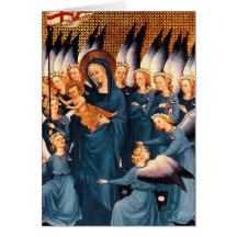 Ángeles que rodean la Virgen y al niño de Cristo Felicitación