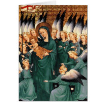 Ángeles que rodean la Virgen y al niño - díptica d Tarjetas