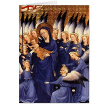 Ángeles que rodean la Virgen y al niño - díptica d Tarjetón