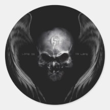 angelskull etiqueta redonda