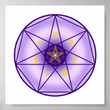 Añil Heptagram de los 7 planetas sagrados Impresiones