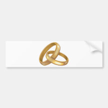 Anillos de bodas del oro entrelazados pegatina de parachoque