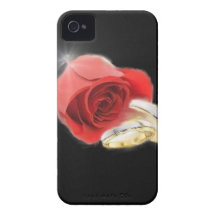 Anillos de bodas del rosa rojo iPhone 4 Case-Mate fundas
