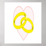 Anillos de bodas y corazón entrelazados posters