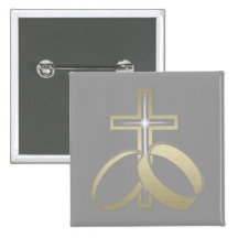 Anillos de bodas y cruz del oro pin