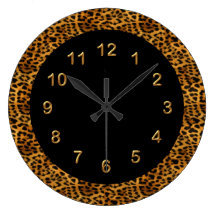 Animal del estampado leopardo del negro del reloj 