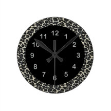Animal del estampado leopardo del negro del reloj 