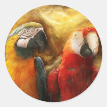 Animal - loro - Loro-dise Etiquetas Redondas