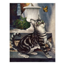 Animales de mascota del vintage, mariposa del gati comunicado personalizado