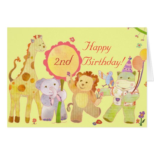 Animales del bebé: Tarjeta de cumpleaños para los 