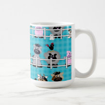 Animales del campo del vintage 50s tazas
