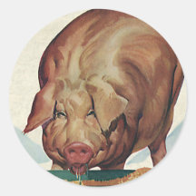 Animales del campo del vintage, Slop de la consumi Etiquetas Redondas