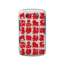 animales del zodiaco rojos en la caja blanca de la Case-Mate blackberry protector