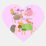 Animales tontos calcomanía de corazón