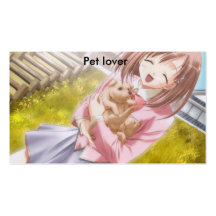 anime_girl_fav635488, puppy-1, amante del mascota plantillas de tarjetas de visita