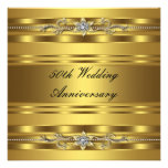 Aniversario de boda de oro del oro elegante 50.o invitaciones personalizada