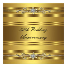 Aniversario de boda de oro del oro elegante 50.o invitaciones personalizada