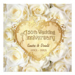 Aniversario de boda del rosa blanco 50.o comunicado personalizado