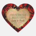Aniversario de boda del rosa rojo 50.o colcomanias corazon personalizadas