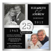 Aniversario de boda - entonces y ahora invitacione comunicados personalizados