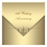 Aniversario de boda puro simple elegante del oro 5 invitaciones personales 
