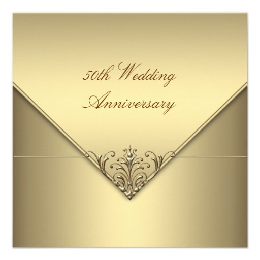 Aniversario de boda puro simple elegante del oro 5 invitaciones personales 