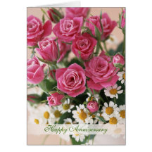 Aniversario de boda - rosas y margaritas-camomiles felicitaciones
