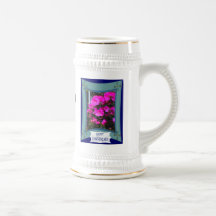 Aniversario, de color rosa oscuro taza