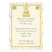 Aniversario de la torta 50.a del oro invitacion personalizada