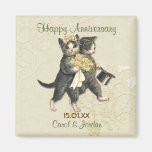 Aniversario de los gatos del boda - personalizar iman de frigorífico
