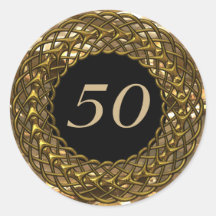 Aniversario elegante del oro y de boda del negro 5 pegatinas redondas
