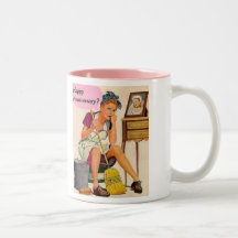 Aniversario retro del ama de casa taza de café