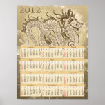 Año apenado del poster del calendario del dragón 2