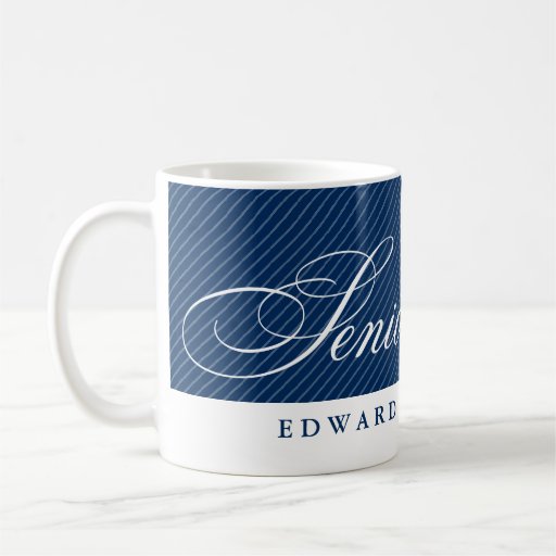 Año blanco de la clase de las rayas de azules mari tazas de café