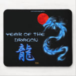 Año chino azul del dragón Mousepad