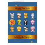Año chino de los animales del zodiaco del dragón tarjetas