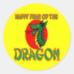 Año chino del dibujo animado del dragón etiqueta