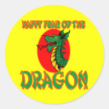Año chino del dibujo animado del dragón etiqueta
