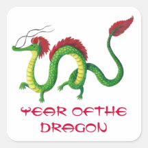 Año chino del dragón calcomanía cuadrada personalizada