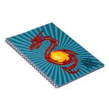 Año chino del rojo metálico del dragón libro de apuntes con espiral