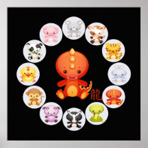 Año chino del zodiaco del poster 2012 del dragón