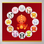 Año chino del zodiaco del poster 2012 del dragón