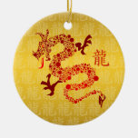 Año chino rojo del dragón adorno de navidad