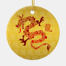 Año chino rojo del dragón adorno de navidad