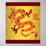Año chino rojo del poster 2012 del dragón