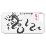 Año de la caligrafía negra del dragón 2012 iPhone 5 funda