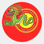 Año de la diversión del diseño del dragón pegatina redonda